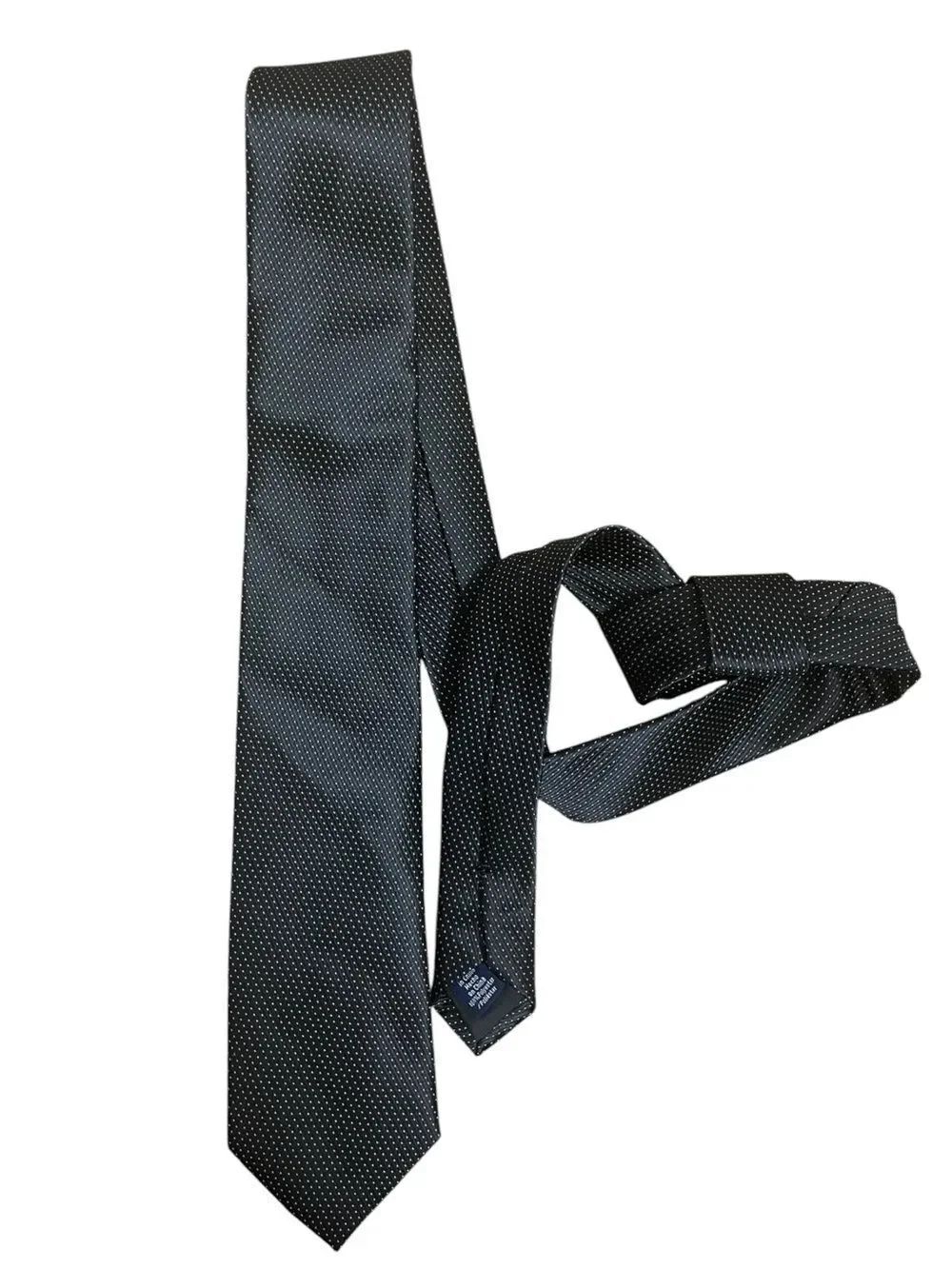 Stafford Black Silver Dot Pattern Tie Mens Polyester
